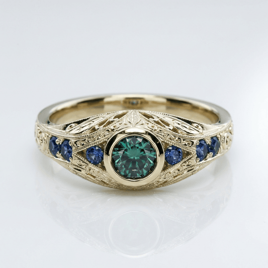 GOLD OPAL SAPPHIRE VINTAGE RING