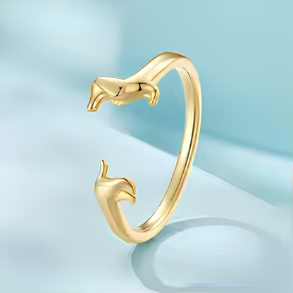 18K Gold Dachshund Adjustable Ring