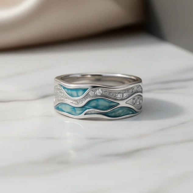 Turquoise Waves Ring in Silver