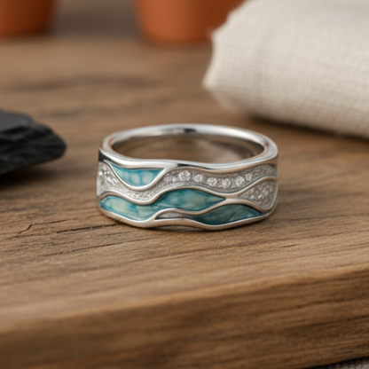 Turquoise Waves Ring in Silver
