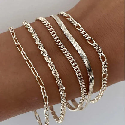 Bracelet set 5 pieces in gold