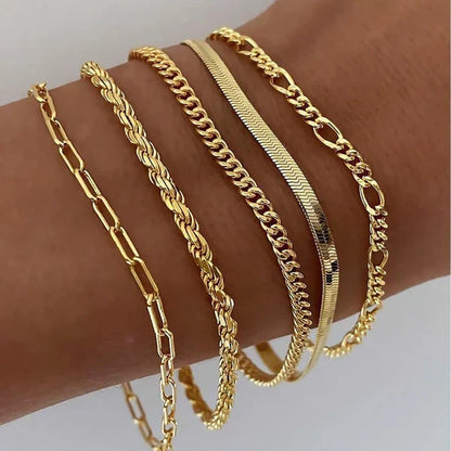 Bracelet set 5 pieces in gold