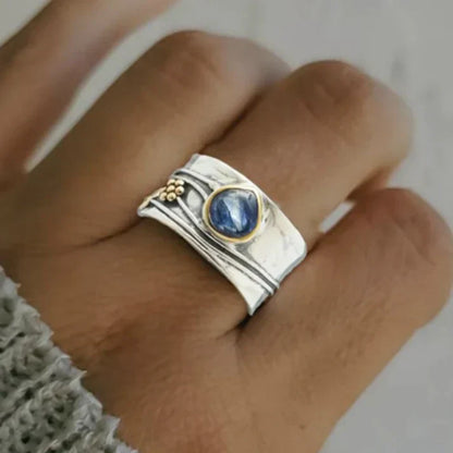 Vintage Blue Sapphire Ring Gold-Plated Silver