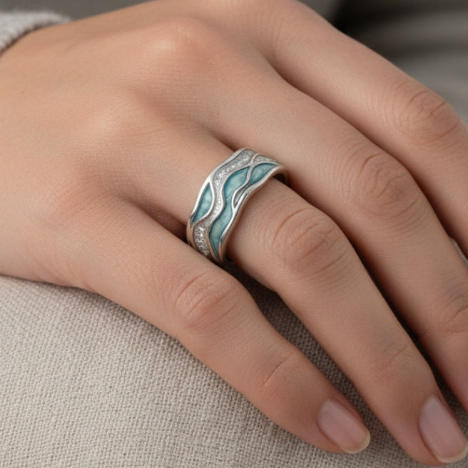 Turquoise Waves Ring in Silver