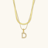 Fiona Layered Gold Initial Letter Necklace