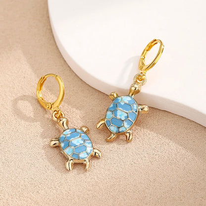 Sea Turtle Huggie Earrings Ocean Charm
