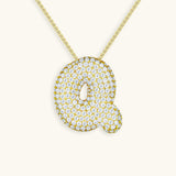 Bubble Initial Diamond Necklace