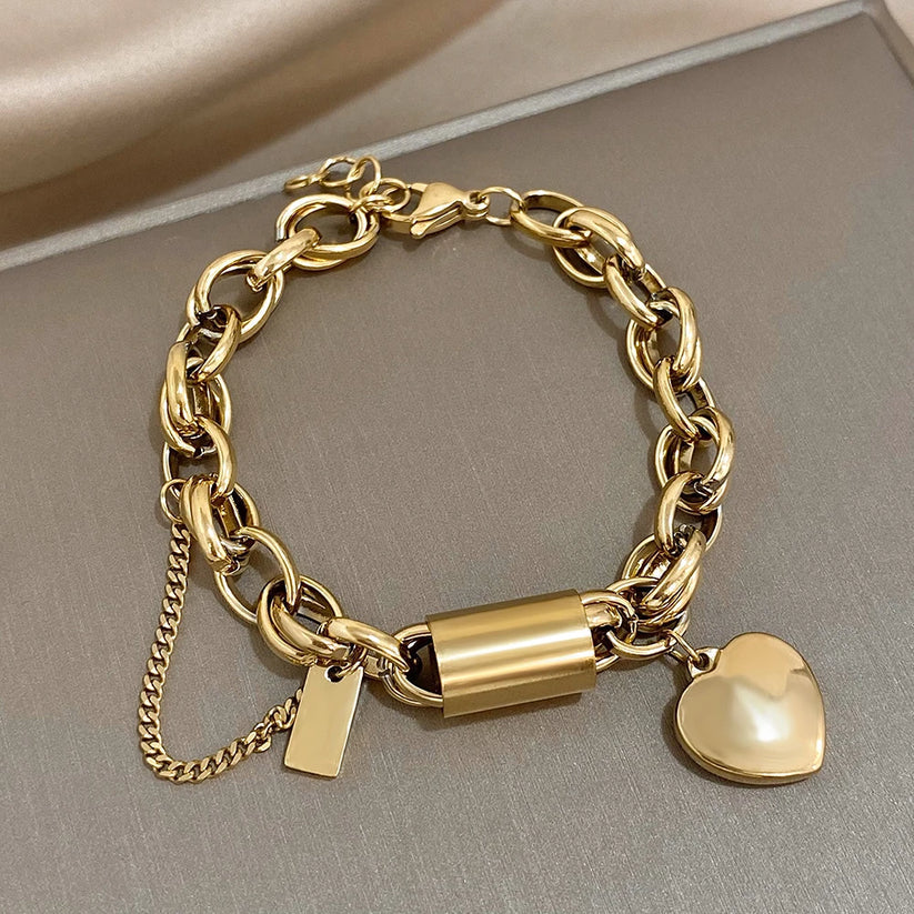 Golden Heart Charm Bracelet