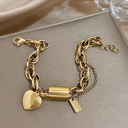 Golden Heart Charm Bracelet