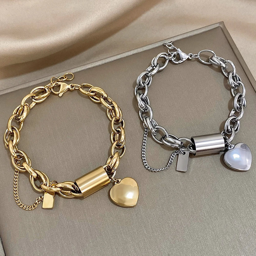 Golden Heart Charm Bracelet