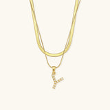 Fiona Layered Gold Initial Letter Necklace